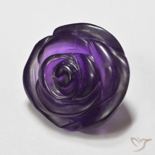 15.37 ct Violet Amethyst Stone, Natural Amethyst in Carved Rose Shape for Sale