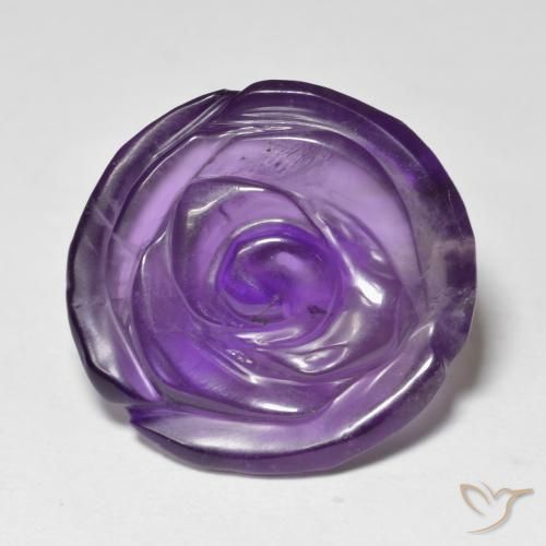 Medium-Light Violet Amethyst Gem - 11.8ct Carved Rose (ID: 595146)
