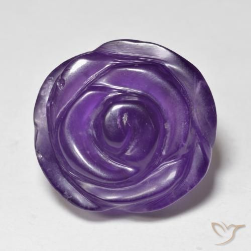 15.46ct Natural Medium Violet Amethyst, Flower Cut, Translucent