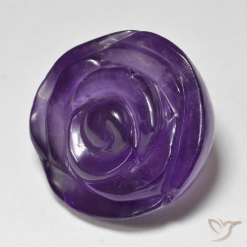 24.20 ct Violet Amethyst Stone, Natural Amethyst in Carved Rose Shape for Sale