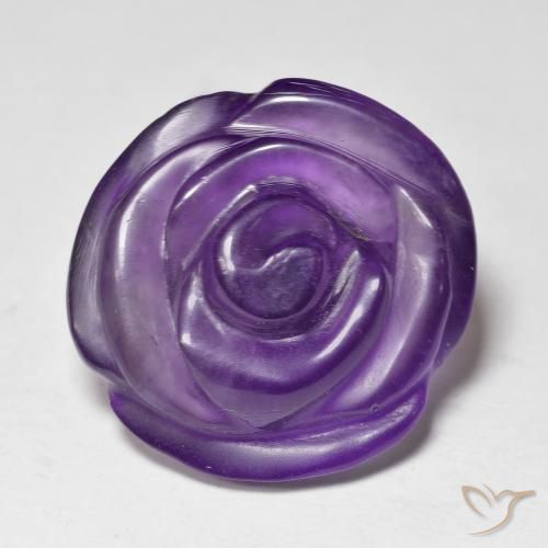 15.69ct Natural Medium Violet Amethyst, Flower Cut, Translucent