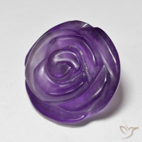 15.69 ct Violet Amethyst Stone, Natural Amethyst in Carved Rose Shape for Sale
