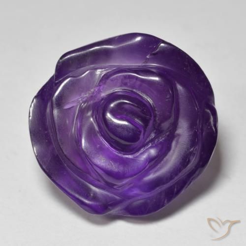 17.6x17 mm Carved Rose Violet Amethyst from Brazil, Weight of 20.3ct, Natural untreated gemstone in Translucent Clarity, 1pc Amethyst - the Color is Medium Violet, Mohs Hardness of 7 suitable for daily wear jewelry, February Birthstone, Photo A
