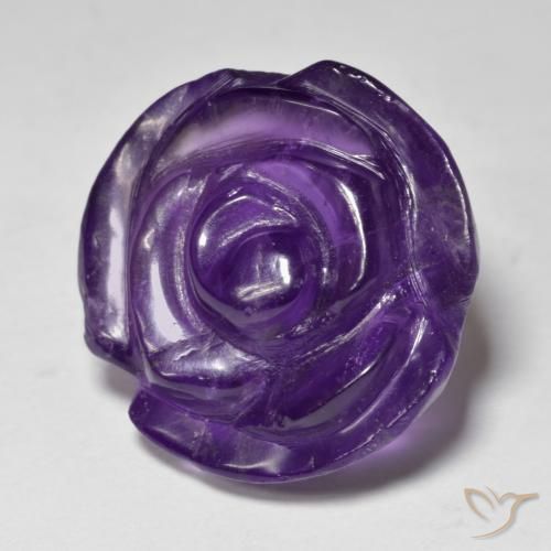 17.75ct Carved Rose Violet Amethyst from Brazil, Dimension 17.9x17.8 mm, Natural untreated Gemstone, Translucent Clarity, 1 piece Amethyst in Medium Violet Color, Mohs Hardness of 7 suitable for daily wear jewelry, Pisces Zodiac Stone, Photo A