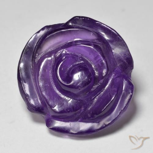 17.75 ct Violet Amethyst Stone, Natural Amethyst in Carved Rose Shape for Sale