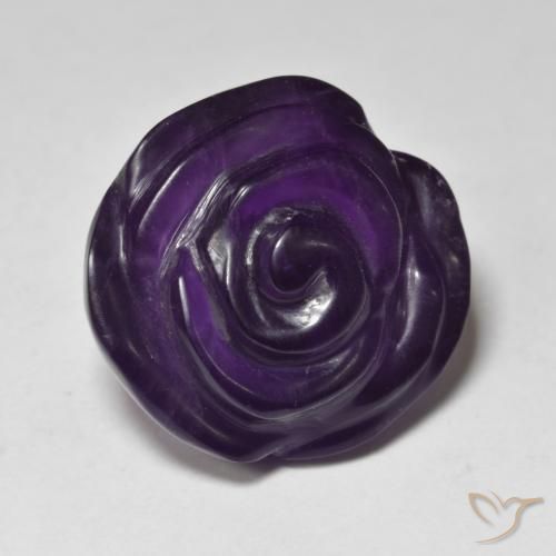 15.76 ct Violet Amethyst Stone, Natural Amethyst in Carved Rose Shape for Sale