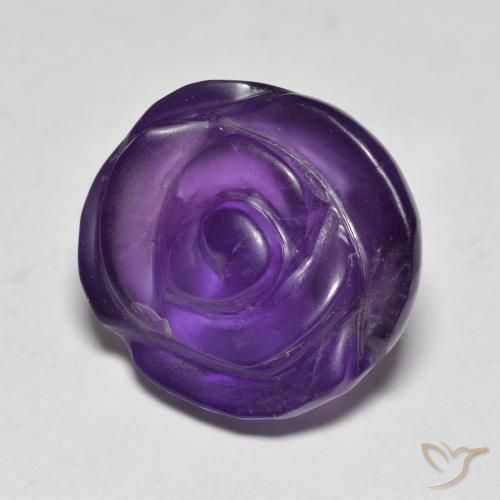 10.19 ct Violet Amethyst Stone, Natural Amethyst in Carved Rose Shape for Sale