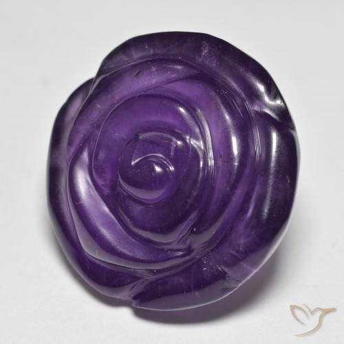 26.05 ct Violet Amethyst Stone, Natural Amethyst in Carved Rose Shape for Sale