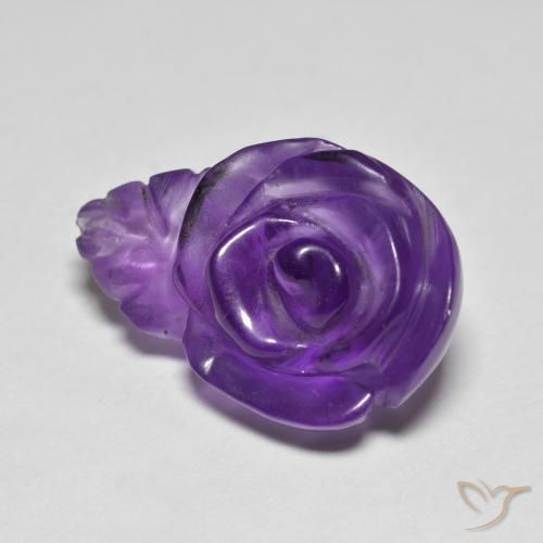 11.12ct Natural Medium Violet Amethyst, Flower Cut, Translucent