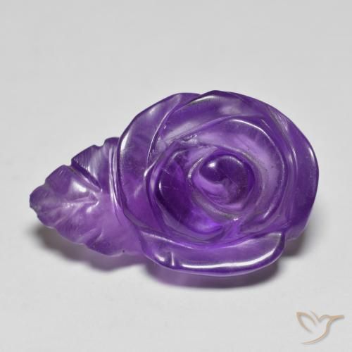 11.12 ct Violet Amethyst Stone, Natural Amethyst in Carved Rose Shape for Sale