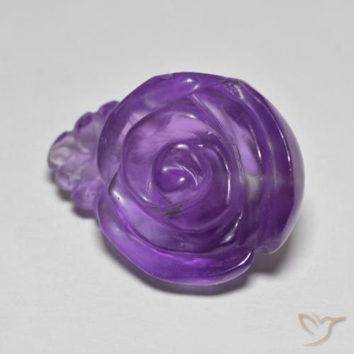 15.32 ct Violet Amethyst Stone, Natural Amethyst in Carved Rose Shape for Sale