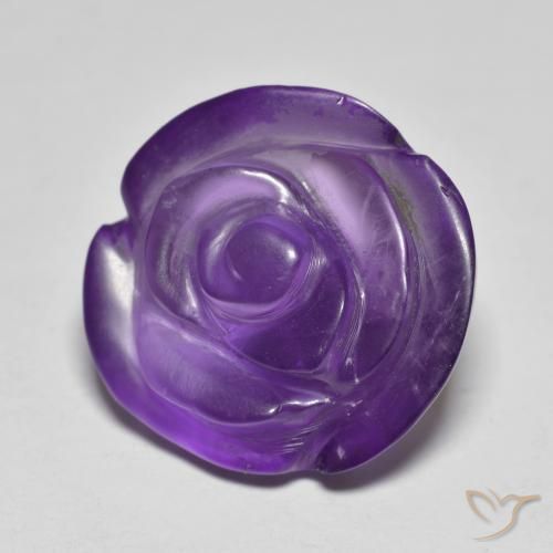 11.02 ct Violet Amethyst Stone, Natural Amethyst in Carved Rose Shape for Sale