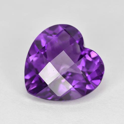Intense Violet Amethyst Gem - 5.8ct Heart Checkerboard (ID: 605457)
