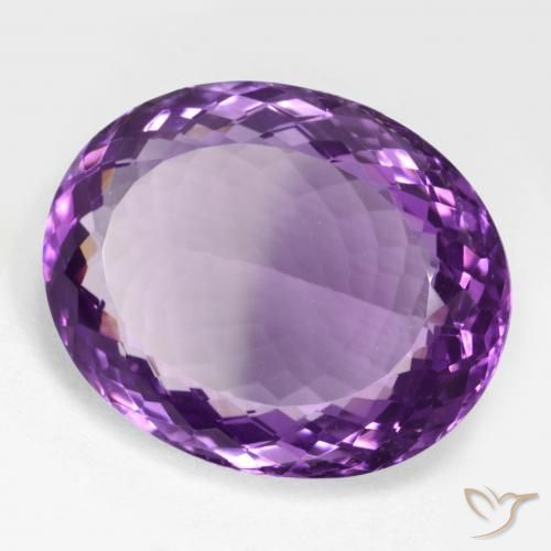 25.96 ct Violet Amethyst Stone, Natural Amethyst in Oval Facet Shape for Sale