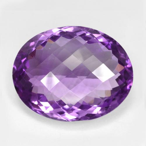 Violeta medio Amatista Gema - 18.8ct Forma de Tablero de Ajedrez Óvalo (ID: 605805)