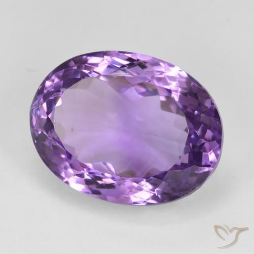 20.84 ct Violet Amethyst Stone, Natural Amethyst in Oval Facet Shape for Sale