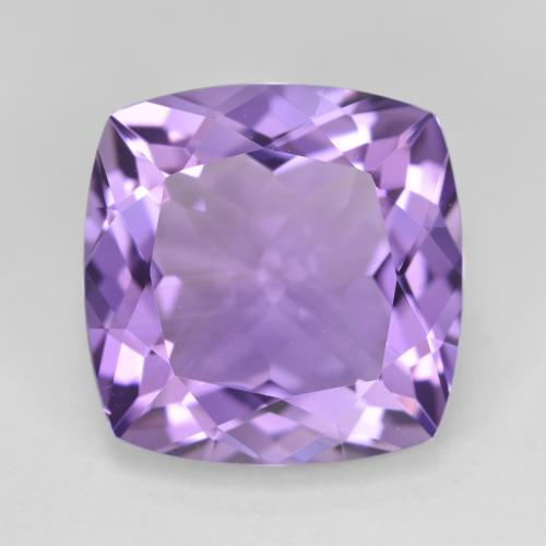 14.1 x 14.1mm Cushion-cut Violet Amethyst from Brazil, Weight of 10.41ct, Natural untreated gemstone in VS Clarity, 1pc Amethyst - the Color is Light Violet, Mohs Hardness of 7 suitable for daily wear jewelry, February Birthstone, Photo A