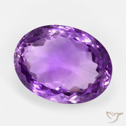21.03 ct Violet Amethyst Stone, Natural Amethyst in Oval Portuguese-Cut Shape for Sale
