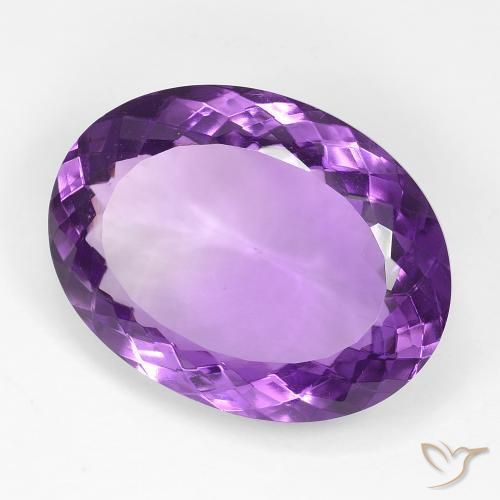 17.64 ct Violet Amethyst Stone, Natural Amethyst in Oval Facet Shape for Sale