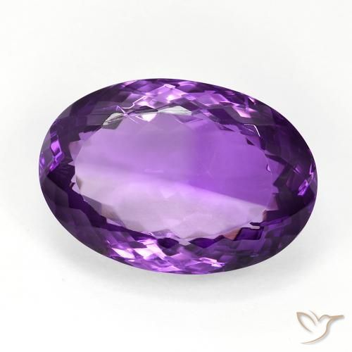 15.62 ct Violet Amethyst Stone, Natural Amethyst in Oval Portuguese-Cut Shape for Sale
