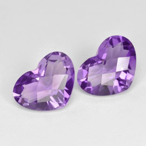 Medium Purplish Violet Amethyst Gem - 1ct Heart Checkerboard (ID: 609255)