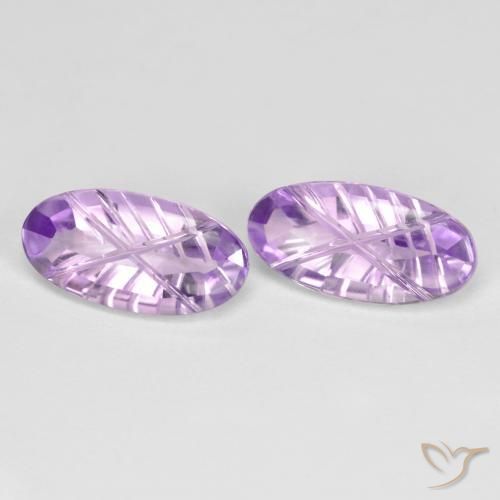 3.58 ctw Violet Amethyst Stones, Natural Amethyst in Carved Oval Shape for Sale