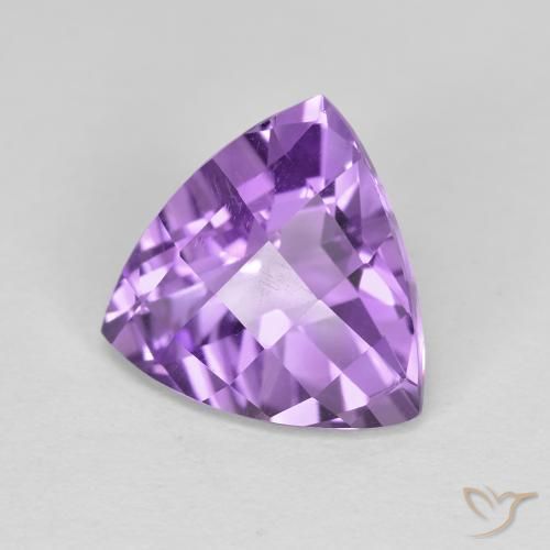 3.09 ct Violet Amethyst Stone, Natural Amethyst in Trillion Checkerboard Shape for Sale
