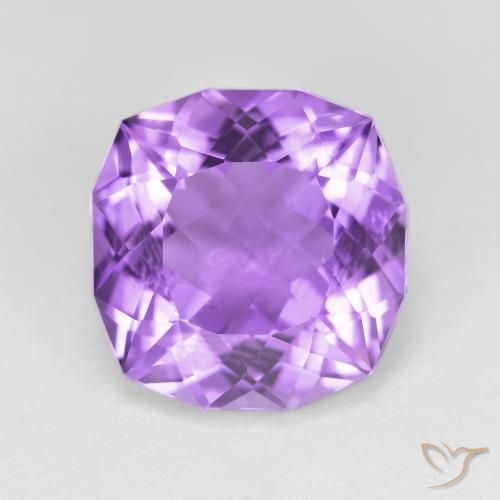 11.3 x 11.1mm Cushion-cut Violet Amethyst from Brazil, Weight of 5.44ct, Natural untreated gemstone in VS Clarity, 1pc Amethyst - the Color is Iris Violet, Mohs Hardness of 7 suitable for daily wear jewelry, Year of the Dragon Gemstone, Photo A