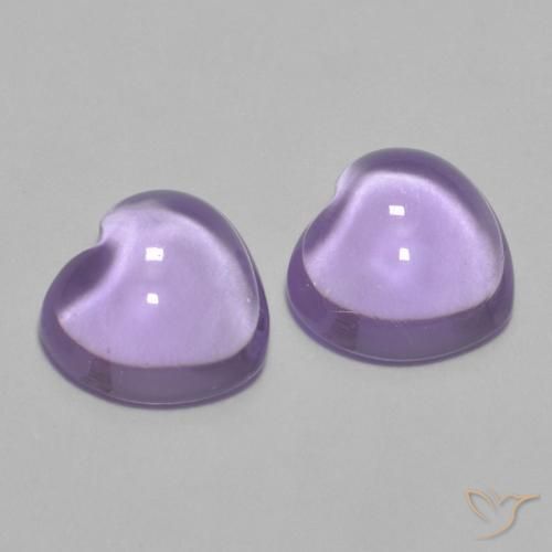 1.68 ctw Violet Amethyst Stones, Natural Amethyst in Heart Cabochon Shape for Sale