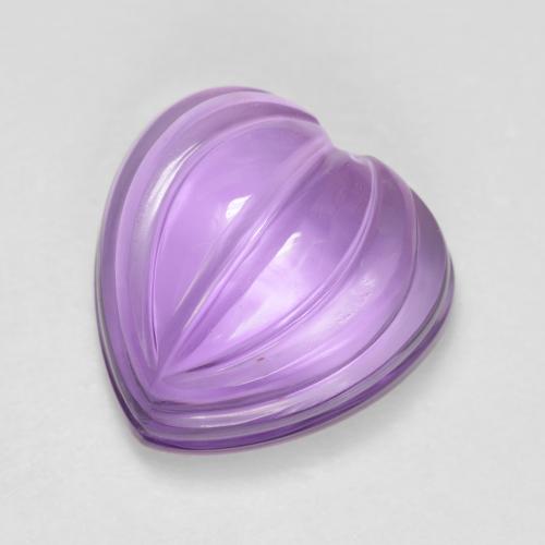 12.8 x 12.6mm Carved Heart Violet Amethyst from Brazil, Weight of 8.88ct, Natural untreated Gemstone in Transparent Clarity, 1pc Amethyst - Color: Medium Pink Violet, Mohs Hardness of 7 suitable for daily wear jewelry, Pisces Zodiac Stone, Photo A