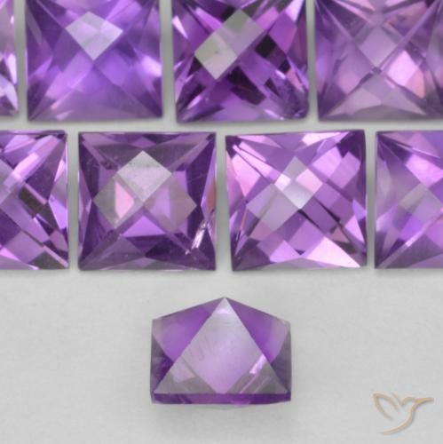 Amethyst Gemstones in 5 x 5 mm (calibrated) Size for Sale, Amethyst Stones in Medium Violet Color