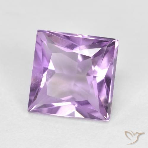 1.53 ct Violet Amethyst Stone, Natural Amethyst in Princess-Cut Shape for Sale
