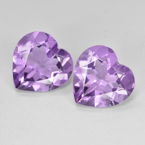 5.98 ctw Violet Amethyst Stones, Natural Amethyst in Heart Facet Shape for Sale
