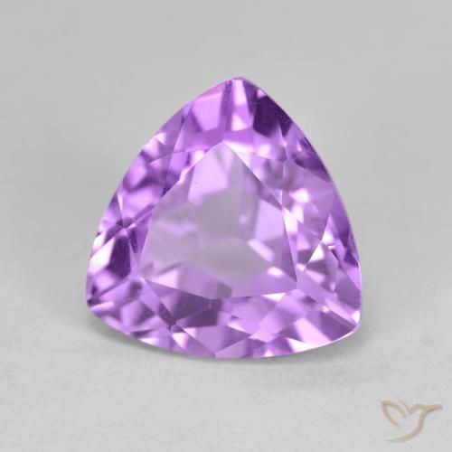 3.13 ct Violet Amethyst Stone, Natural Amethyst in Trillion Facet Shape for Sale