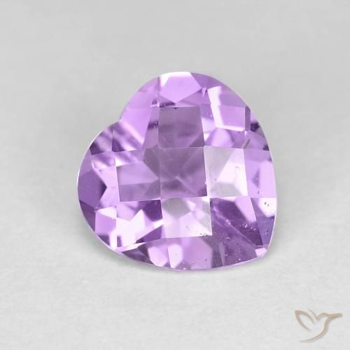 1.54 ct Violet Amethyst Stone, Natural Amethyst in Heart Checkerboard Shape for Sale