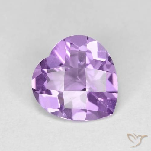 1.55 ct Violet Amethyst Stone, Natural Amethyst in Heart Checkerboard Shape for Sale