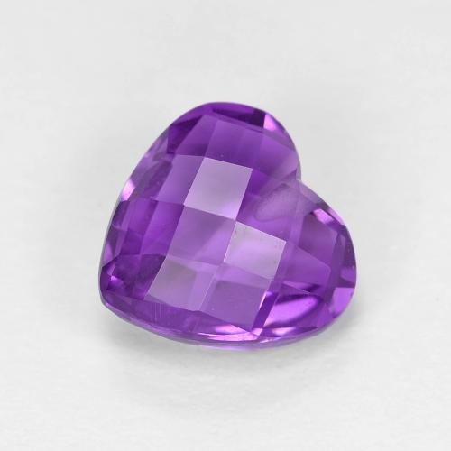 1.74 ct Violet Amethyst Gemstone, Amethyst Gem in Half-Drilled Heart Checkerboard (double sided Shape for Sale.