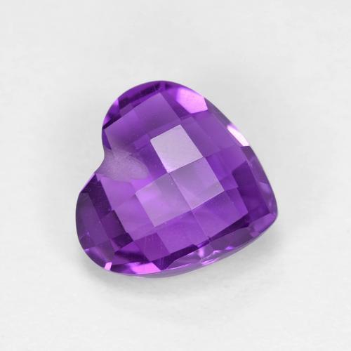 1.74 ct Violet Amethyst Stone, Natural Amethyst in Half-Drilled Heart Checkerboard (double sided Shape for Sale
