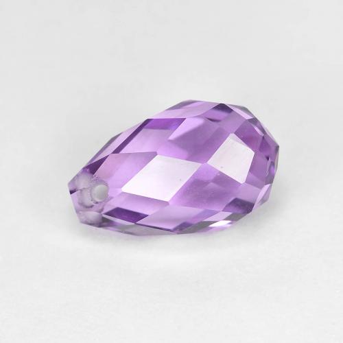 2.63ct Briolette With Hole Violet Amethyst from Brazil, Dimension 10.3mm, VVS-VS Clarity, Natural untreated gemstone, 1pc Amethyst in Medium Purplish Violet Color, Mohs Hardness of 7 suitable for daily wear jewelry, Unblocks Crown Chakra, Photo A