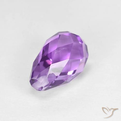 2.58 ct Violet Amethyst Stone, Natural Amethyst in Briolette with Hole Shape for Sale