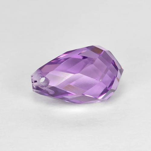 10mm Briolette With Hole Violet Amethyst from Brazil, Weight of 2.33ct, Natural untreated Gemstone in VS Clarity, 1pc Amethyst - Color: Deep Purplish Violet, Mohs Hardness of 7 suitable for daily wear jewelry, Stone of the Mind, Photo A
