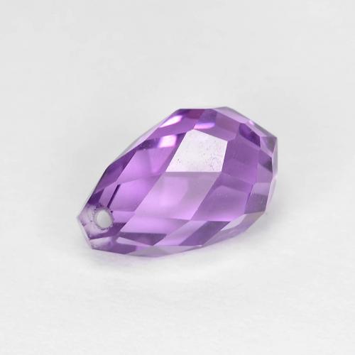 2.38ct Briolette Deep Purplish Violet Amethyst from Brazil, Dimension 9.9mm, Natural untreated Gemstone, VVS-VS Clarity, 1pc Briolette With Hole Amethyst, Mohs Hardness of 7 suitable for daily wear jewelry, Pisces Zodiac Stone, Photo A