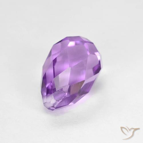 2.60 ct Violet Amethyst Stone, Natural Amethyst in Briolette with Hole Shape for Sale