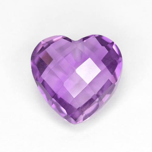 1.83 ct Violet Amethyst Gemstone, Amethyst Gem in Half-Drilled Heart Checkerboard (double sided Shape for Sale.