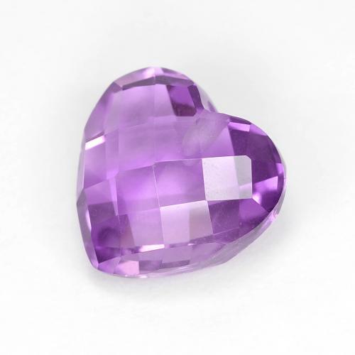 1.83 ct Violet Amethyst Stone, Natural Amethyst in Half-Drilled Heart Checkerboard (double sided Shape for Sale