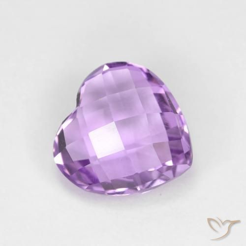 1.85 ct Violet Amethyst Stone, Natural Amethyst in Heart Checkerboard (double sided) Shape for Sale