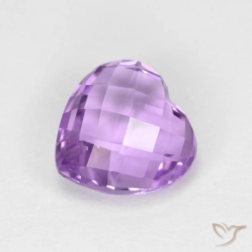 1.92 ct Violet Amethyst Stone, Natural Amethyst in Heart Checkerboard (double sided) Shape for Sale