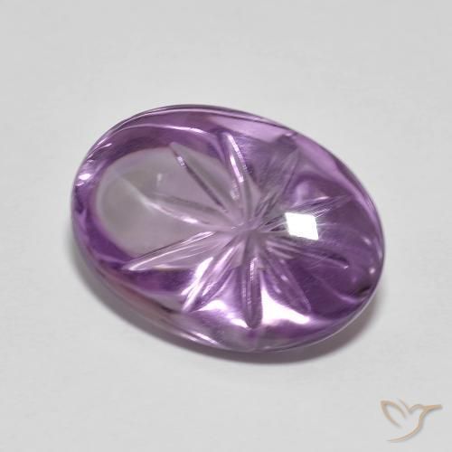 8.81 ct Violet Amethyst Stone, Natural Amethyst in Carved Oval Shape for Sale