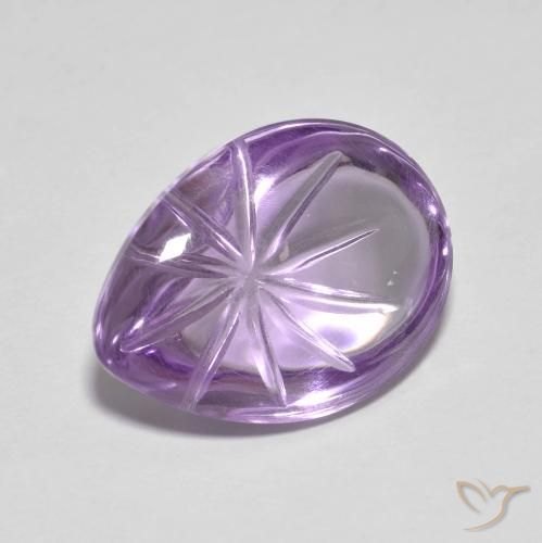 8.16 ct Violet Amethyst Stone, Natural Amethyst in Carved Pear Shape for Sale