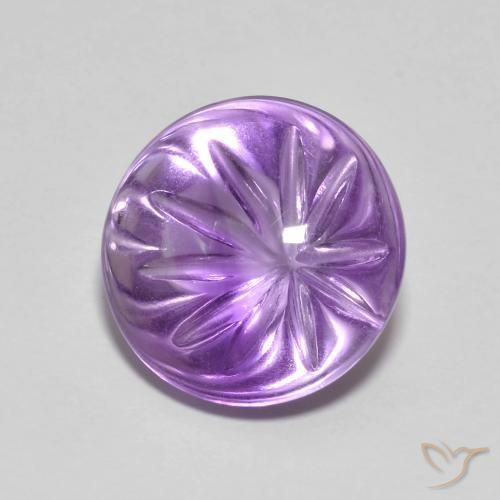 4.75 ct Violet Amethyst Stone, Natural Amethyst in Carved Round Shape for Sale